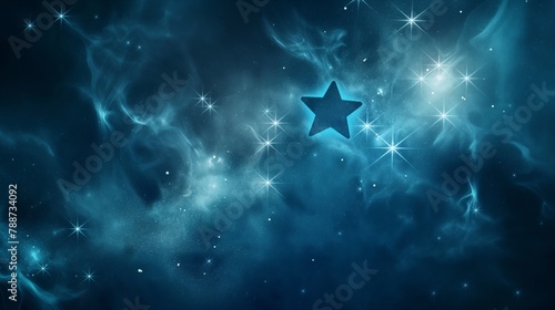 Mystical Star with Nebulous Blue Background