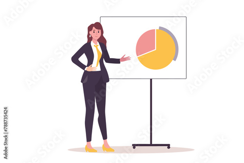 woman in business suit presenting slides isolated vector style