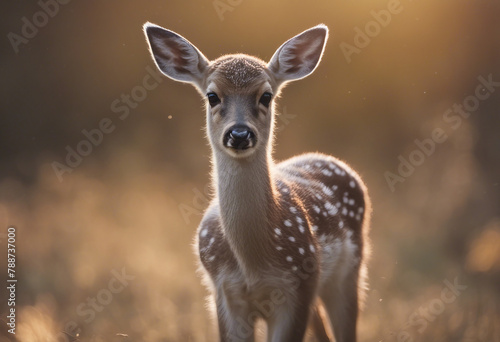 Fallow deer baby animal looking straight at the camera photo