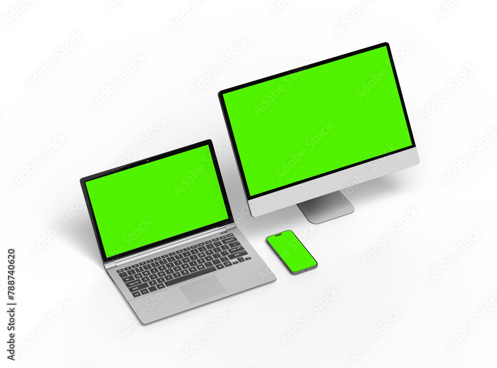 3d render of desktop, laptop, smartphone and tablet on a transparent background 3d render of desktop, laptop, smartphone and tablet on a transparent background
