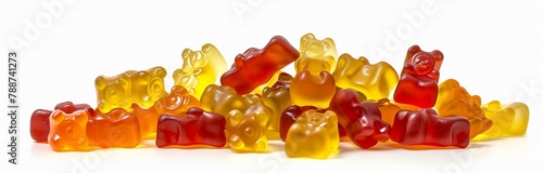 gummy bears on a pile isolated on white background