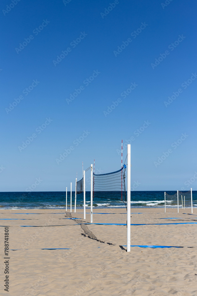 Fototapeta premium volleyball nets on Alicante beach