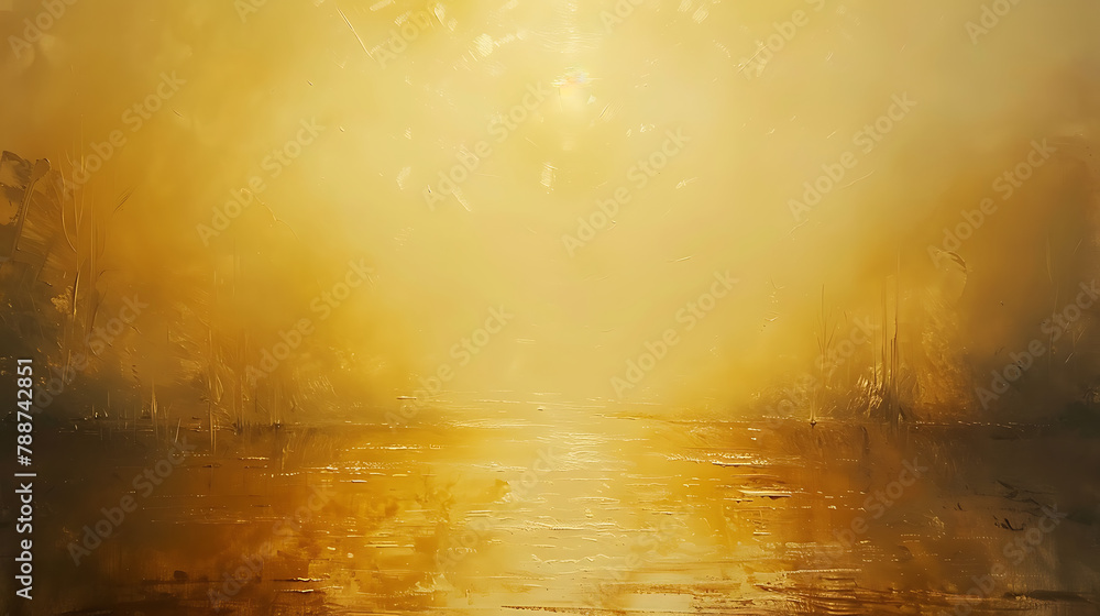 Golden background with sunset over the sea. Rich hues merge in a captivating blend, evoking serene coastal vistas. Perfect for designs seeking warmth, tranquility, and natural beauty.