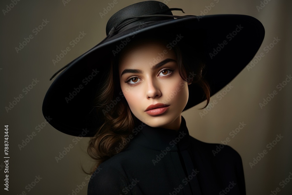 Chic Stylish elegant woman hat. Retro person party rose style. Generate Ai Chic Stylish elegant woman hat. Retro person party rose style. Generate Ai