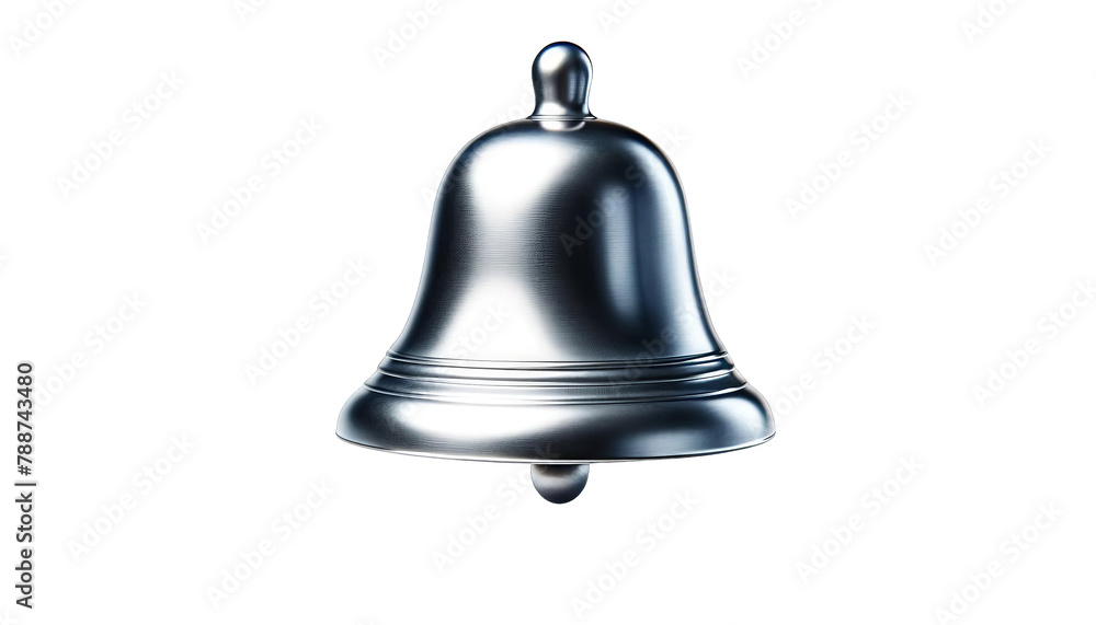 A silver bell on a black background. A silver bell on a black background.