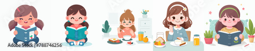 vector collection of kids daily routine photo