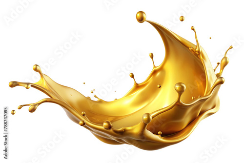 Gold yellowish liquid oily dense substance of a splash shape. dynamic liquid. for bath shower emulsion. Luxury-like door valuable substance that is wealth and valuable.