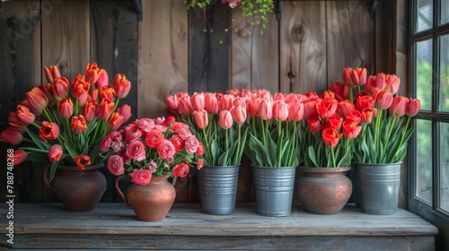  tulips in hues of red and pink