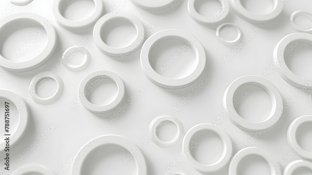 Array or grid of randomly offset scattered white circular rings background wallpaper banner pattern Array or grid of randomly offset scattered white circular rings background wallpaper banner pattern