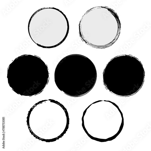 Group of various hand-drawn dots and circles isolated on transparent background.