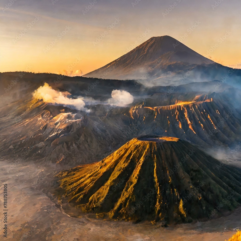 The aerial view of mount bromo of Indonesia