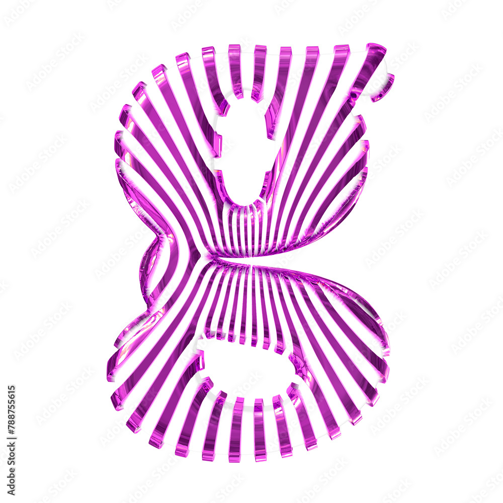 White 3d symbol with purple vertical ultra-thin straps. letter g White 3d symbol with purple vertical ultra-thin straps. letter g