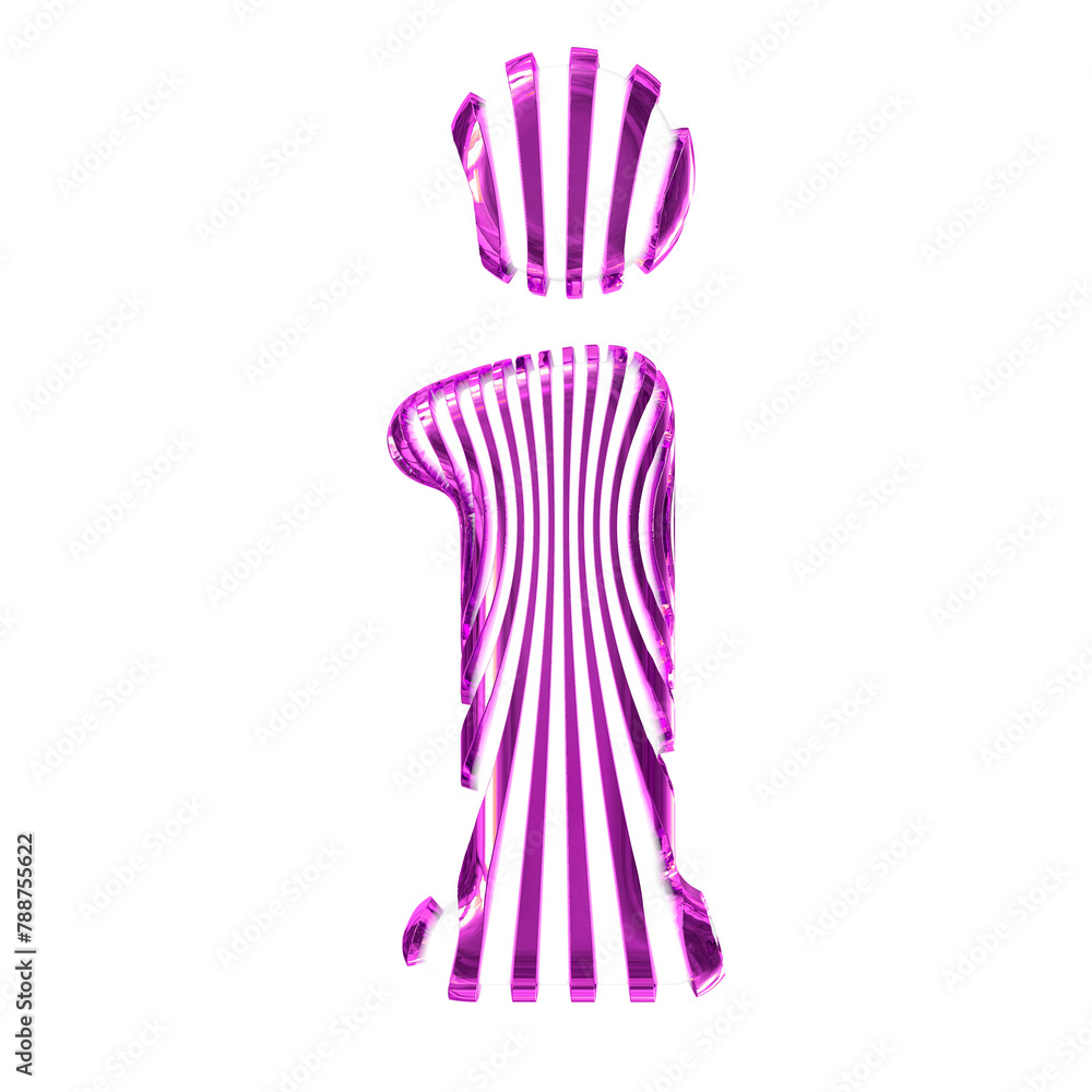 White 3d symbol with purple vertical ultra-thin straps. letter i White 3d symbol with purple vertical ultra-thin straps. letter i