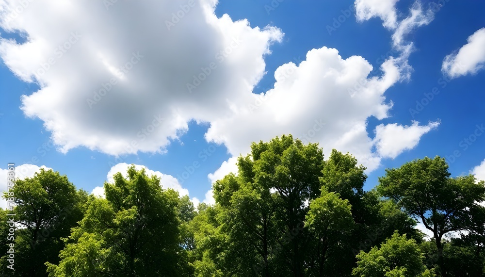 sky, trees and clouds