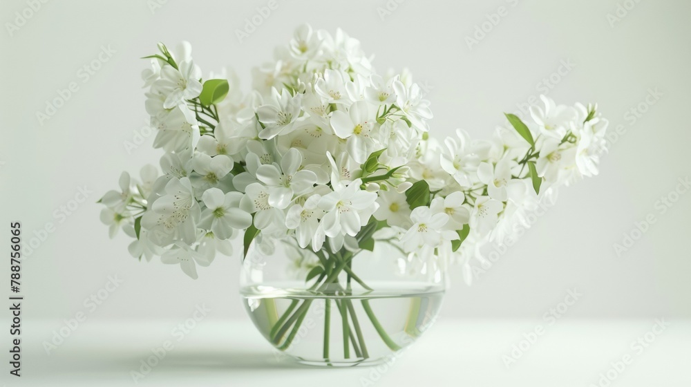 A vase of a clear glass with white flowers in it, AI A vase of a clear glass with white flowers in it, AI