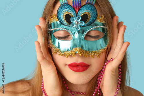 Young woman with closed eye...
