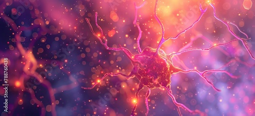 3d rendered  medically accurate illustration of an active nerve cell. AI generated illustration