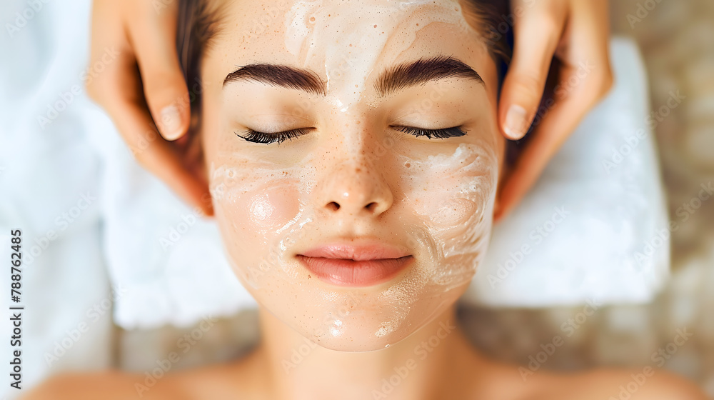 woman with facial mask at treatment in a spa