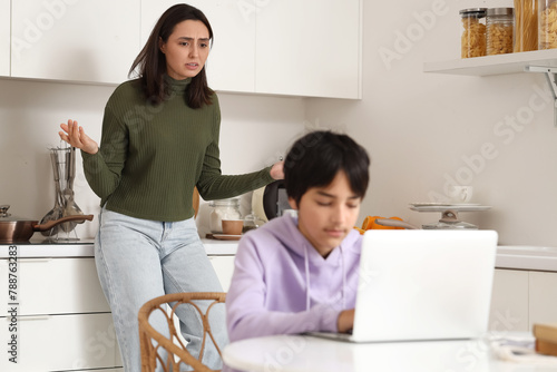 Unhappy mother and her son ...