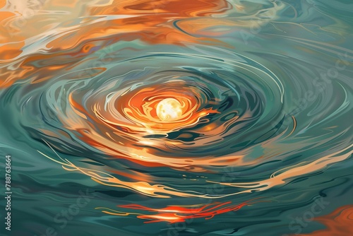 A calm scene of a seed mix being slowly drawn into a gentle whirlpool
