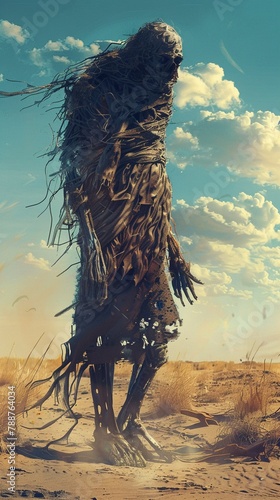 A prime life zombie searching for prey in the vast steppe photo