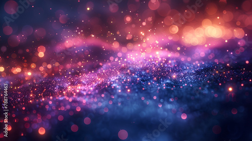 Purple and Blue Light Illustration  Abstract background with glowing particles 3d rendering 