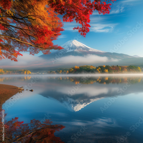 autumn landscape with lake