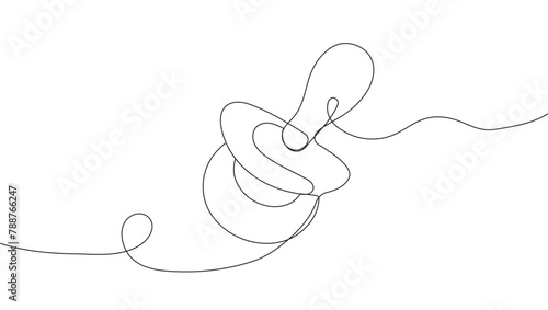 Baby pacifier in continuous line style