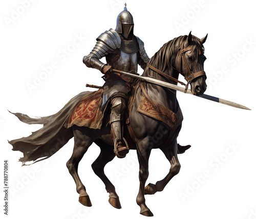 horseman knight PNG riding a horse isolated on white and transparent background - barbarian headgear soldier warrior costume armoring DND Game Assets © Stock - Realm