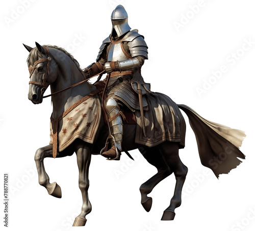 horseman knight PNG riding a horse isolated on white and transparent background - barbarian headgear soldier warrior costume armoring DND Game Assets
