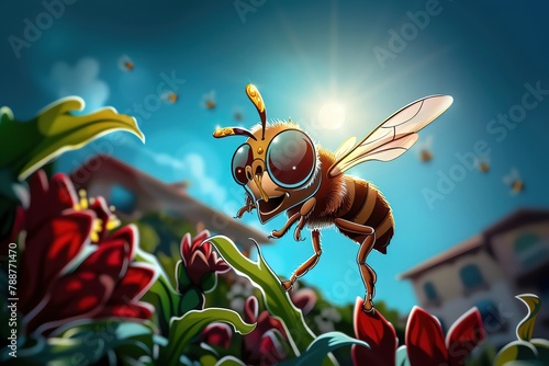 A lone bee launches a successful honey production business, its ability to pollinate flowers and produce highquality honey attracting a loyal customer base photo