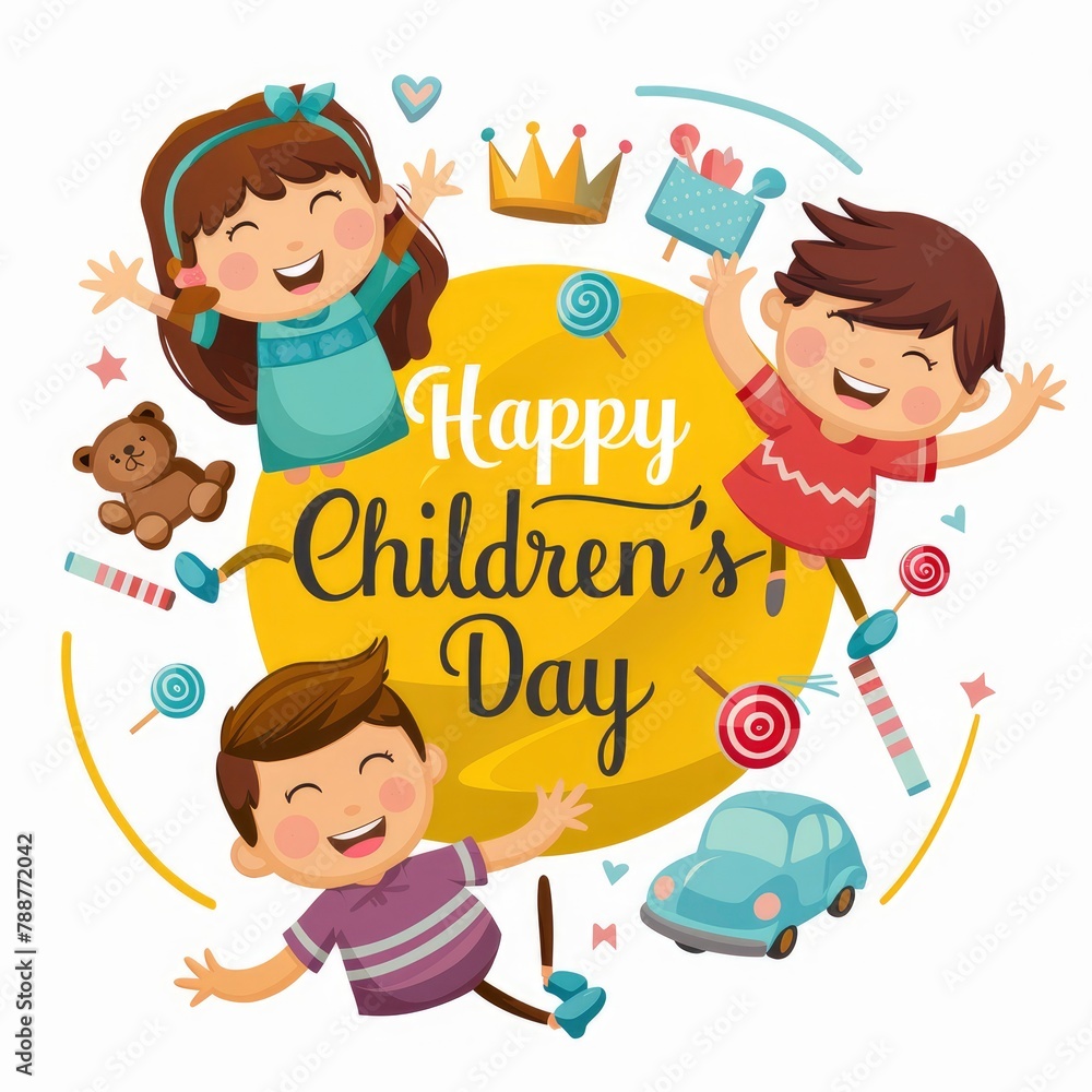 happy children's day. vector style. post size happy children's day. vector style. post size