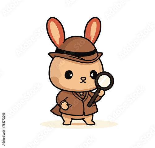 Rabbit Detective Vector Illustration of Artistic Cute Character Design