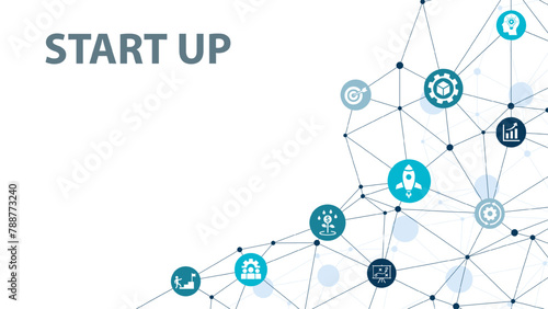 Start up icon - starting a business. startup, new business, idea, innovation, target, planning, vision, infographic, template, presentation, concept, banner, pictogram, icon set, icons