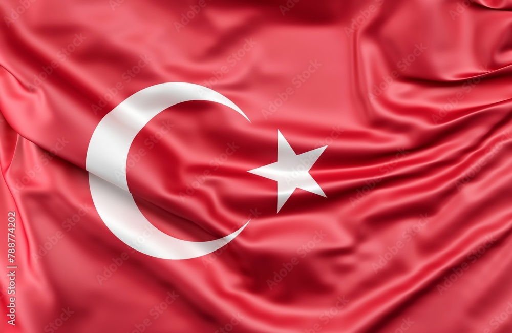 Flag of Turkey, Turkish Flag waving, Star moon, Red color, Rectangle, Vector