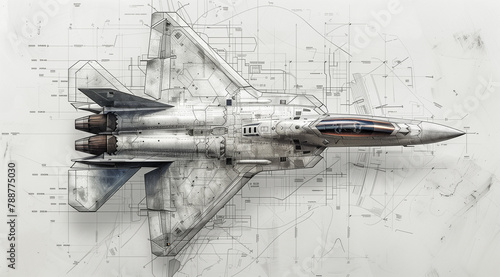 Fighter Jet Technical Sketch photo