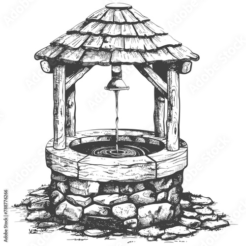 old water well images using Old engraving style