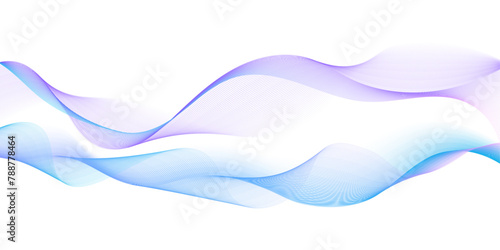 Abstract background wave lines pattern flowing dynamic gradient smooth blue purple pink color isolated on white background. Contemporary design in the concept of AI technology, music, sound, equalizer