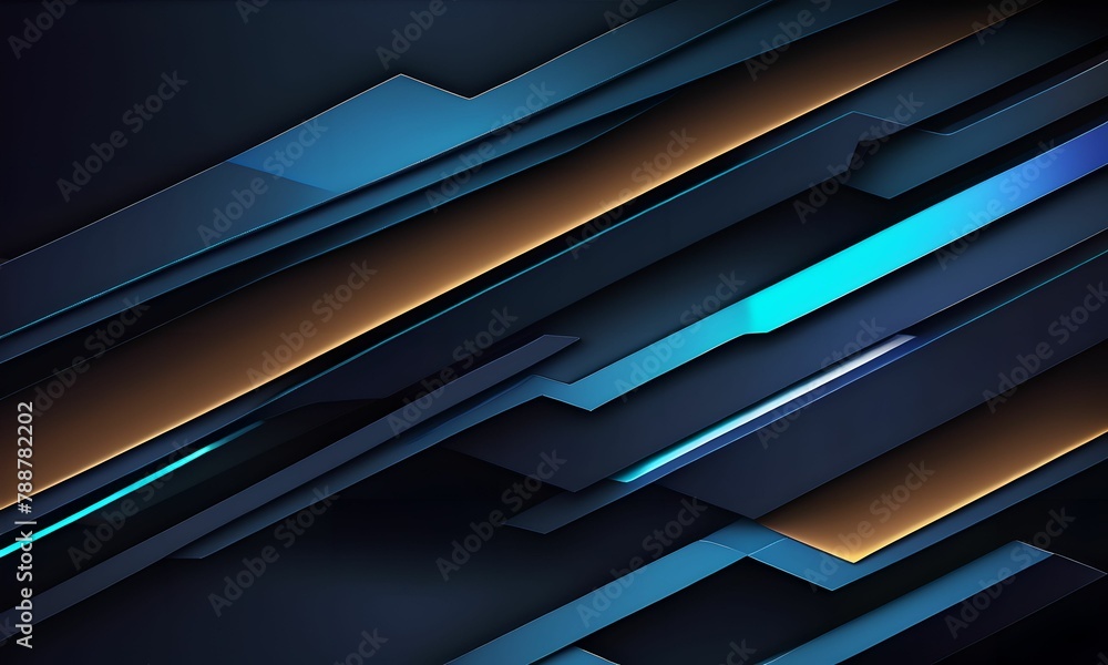 black wallpaper with blue 3D shapes. modern and futuristic graphics ...