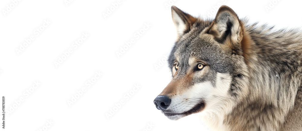 Obraz premium Wolf head, isolated on white background.
