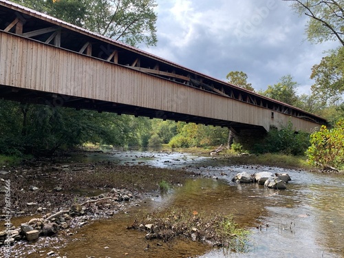 The Academia Pomeroy Covered Bridge at 278-foot-long (85 m) is the longest remaining covered bridge in Pennsylvania. It was listed on the National Register of Historic Places in 1979. Built in 1902. photo
