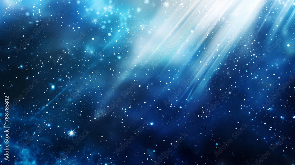 Cosmic light rays in starry space background