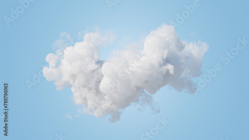 3d render, abstract white cloud isolated on blue background, floating mystic vapor, futuristic minimalist wallpaper