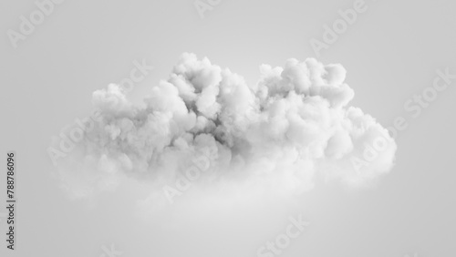 3d render, abstract white cloud, isolated on white background. Fluffy cumulus