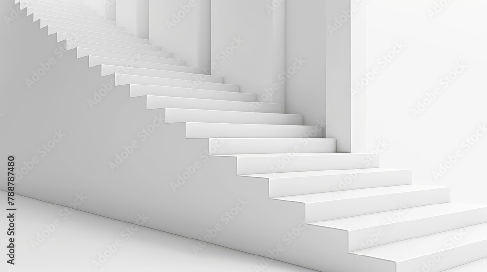 Elegant white staircase in a clean, minimalistic interior setting Elegant white staircase in a clean, minimalistic interior setting