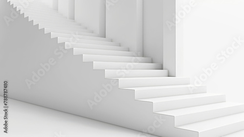 Elegant white staircase in a clean, minimalistic interior setting