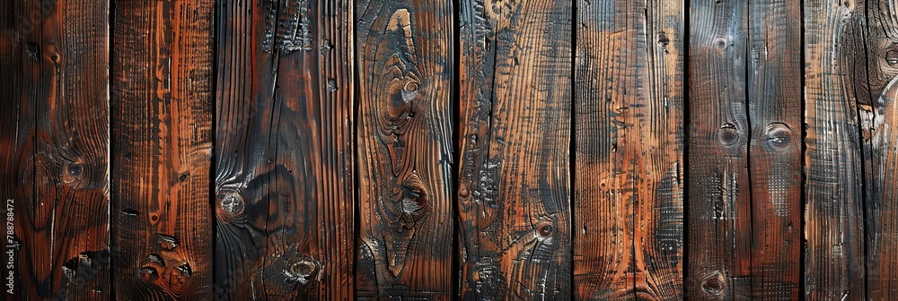 Naklejka premium Vintage Veneer: Rich Grunge Wooden Panel Textures