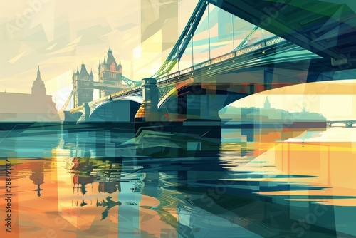 Stylized Symmetric Reflection of Tower Bridge
