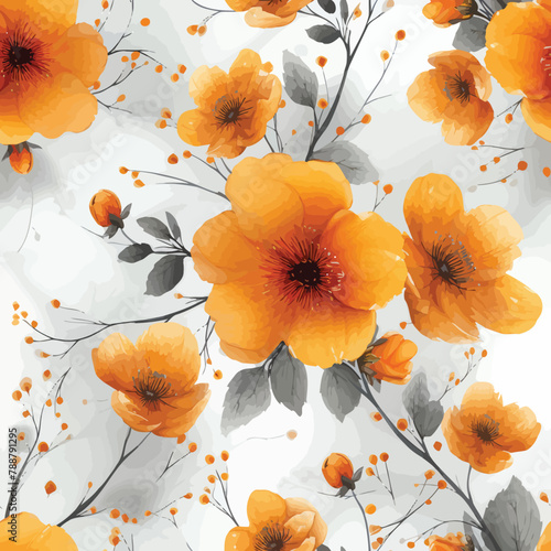 seamless pattern with orange flower
