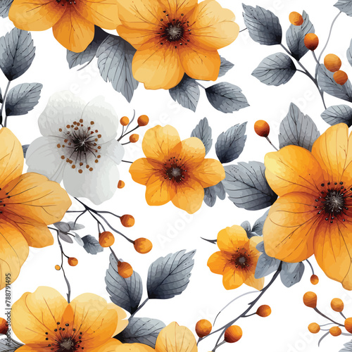 seamless pattern with orange flower